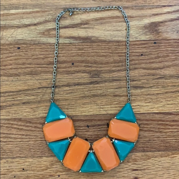 Teal & Orange bib style necklace - Picture 2 of 3